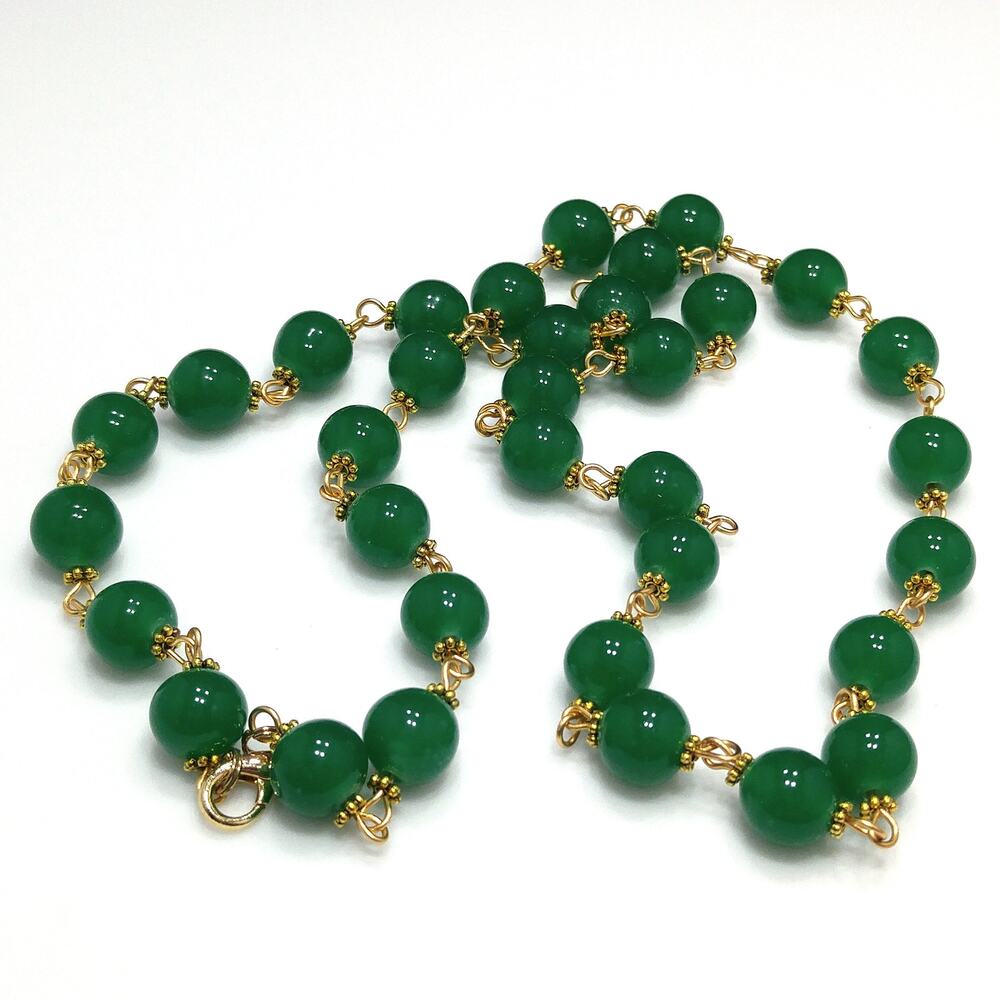 Vintage Japan Beads Hand Wire Wrapped Necklace, Brass Wire, 1960s Vintage Beads